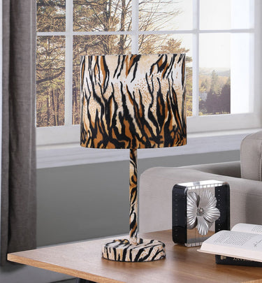 Brown And Black Bedside Table Lamp With Brown And Black Drum Shade